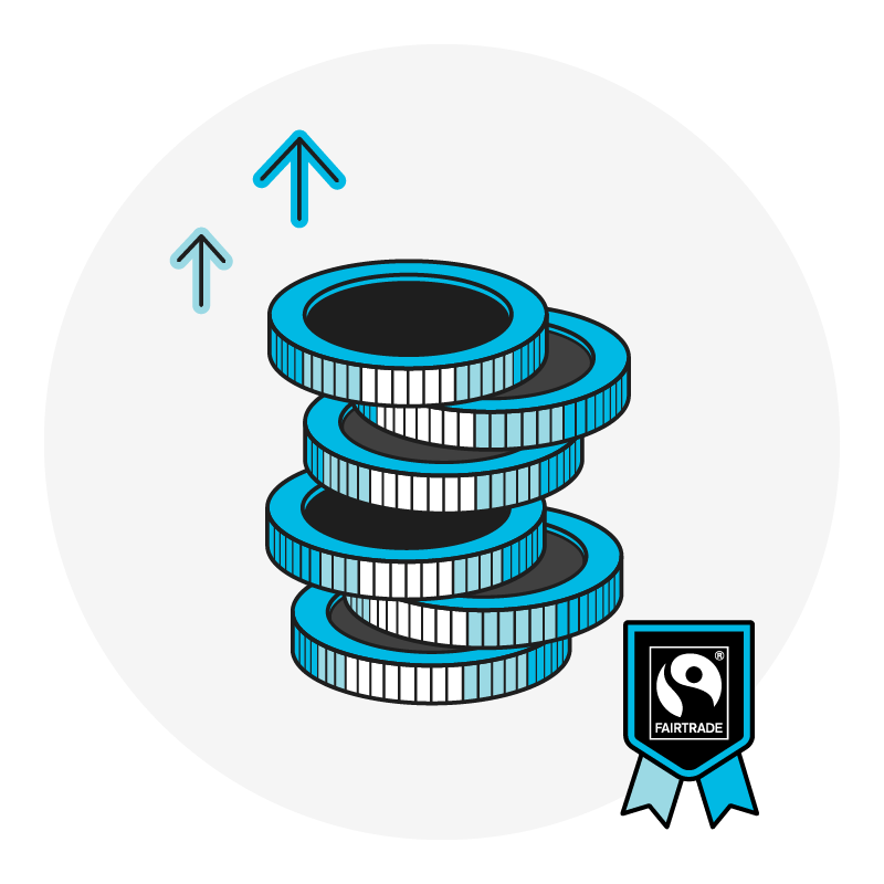 graphic of a stack of coins. Two upward arrows are beside them