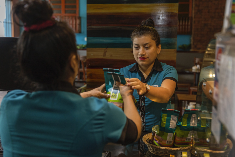 Keyla Quiñones Cordova, 23 at the Apu Café, Lima, Peru